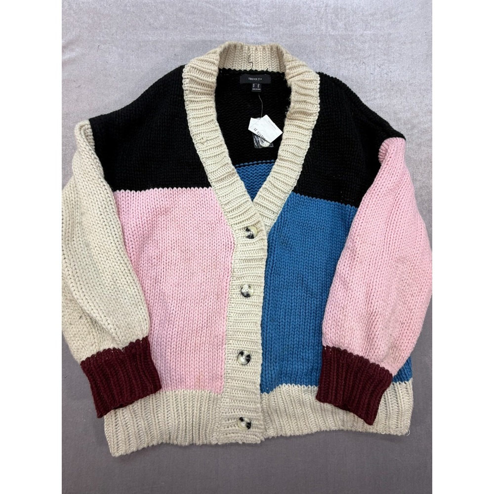 NWT Forever 21 Knited Colorful Sweater Vest Size XL Mens Block Pattern